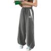 imageSOLY HUX Womens Y2k Baggy Parachute Pants Elastic High Waisted Sweatpants Track Pants StreetwearGrey Star