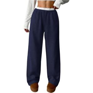 imageSOLY HUX Girls Drawstring Waist Baggy Sweatpants Wide Leg Casual Loose Long PantsDark Blue