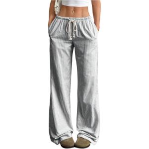 imageSOLY HUX Womens Drawstring Straight Leg Baggy Pants Casual Lounge Pants Trousers with PocketSolid Grey
