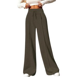 imageSOLY HUX Womens High Waisted Drawstring Wide Leg Long Sweatpants Casual Loose Pants with PocketsPure Army Green