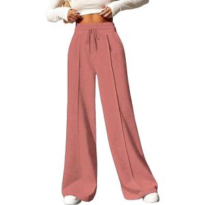 imageSOLY HUX Womens High Waisted Drawstring Wide Leg Long Sweatpants Casual Loose Pants with PocketsPure Dusty Pink