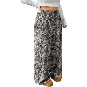 imageSOLY HUX Womens Plus Size Camo Pants High Waisted Wide Leg Casual Baggy Sweatpants StreewearGrey Camo