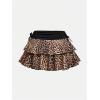 imageSOLY HUX Girls Summer Mini Skirts High Waisted Ruffle Layered Skirts Swing Flowy Skater Tennis SkirtBrown Black Multi