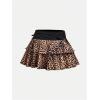 imageSOLY HUX Girls Summer Mini Skirts High Waisted Ruffle Layered Skirts Swing Flowy Skater Tennis SkirtBrown Black Multi