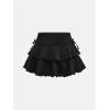 imageSOLY HUX Girls Summer Mini Skirts High Waisted Ruffle Layered Skirts Swing Flowy Skater Tennis SkirtPlain Black