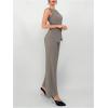 imageSOLY HUX Womens 2 Piece Business Casual Outfit Button Down Boat Neck Sleeveless Vest and Pants SetKhaki