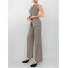imageSOLY HUX Womens 2 Piece Business Casual Outfit Button Down Boat Neck Sleeveless Vest and Pants SetKhaki