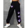 imageSOLY HUX Womens Butterfly Print Drawstring High Waisted Sweatpants Joggers PantsButterfly Graphic Black