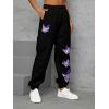 imageSOLY HUX Womens Butterfly Print Drawstring High Waisted Sweatpants Joggers PantsButterfly Graphic Black