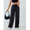 imageSOLY HUX Womens Casual Plaid Baggy Pants High Waisted Y2k Pants Drawstring Sweatpants StreetwearBrown Plaid