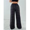 imageSOLY HUX Womens Casual Plaid Baggy Pants High Waisted Y2k Pants Drawstring Sweatpants StreetwearBrown Plaid