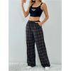 imageSOLY HUX Womens Casual Plaid Baggy Pants High Waisted Y2k Pants Drawstring Sweatpants StreetwearBrown Plaid