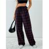 imageSOLY HUX Womens Casual Plaid Baggy Pants High Waisted Y2k Pants Drawstring Sweatpants StreetwearRed Plaid