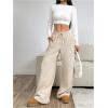 imageSOLY HUX Womens Drawstring Wide Leg Pants Corduroy Baggy Sweatpants with PocketsPure Khaki