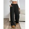 imageSOLY HUX Womens Drawstring Wide Leg Pants Corduroy Baggy Sweatpants with PocketsSolid Black