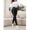 imageSOLY HUX Womens High Waisted Leggings Contrast Binding Letter Patched Workout Running Yoga PantsBlack Letter