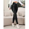imageSOLY HUX Womens High Waisted Leggings Contrast Binding Letter Patched Workout Running Yoga PantsBlack Letter