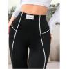 imageSOLY HUX Womens High Waisted Leggings Contrast Binding Letter Patched Workout Running Yoga PantsBlack Letter