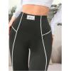imageSOLY HUX Womens High Waisted Leggings Contrast Binding Letter Patched Workout Running Yoga PantsDark Grey Letter
