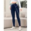 imageSOLY HUX Womens High Waisted Leggings Contrast Binding Letter Patched Workout Running Yoga PantsRoyal Blue Letter