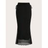 imageSOLY HUX Womens Mesh Tie Side Ruched Long Skirt Elastic Waist Bodycon Fishtail SkirtsPlain Black
