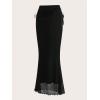 imageSOLY HUX Womens Mesh Tie Side Ruched Long Skirt Elastic Waist Bodycon Fishtail SkirtsPlain Black