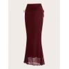 imageSOLY HUX Womens Mesh Tie Side Ruched Long Skirt Elastic Waist Bodycon Fishtail SkirtsPure Burgundy