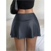 imageSOLY HUX Womens PU Leather High Waisted Skorts Shorts Side Slit Flared Mini Skirt with Built in ShortsDark Blue