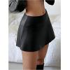 imageSOLY HUX Womens PU Leather High Waisted Skorts Shorts Side Slit Flared Mini Skirt with Built in ShortsPure Black