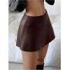 imageSOLY HUX Womens PU Leather High Waisted Skorts Shorts Side Slit Flared Mini Skirt with Built in ShortsPure Brown
