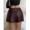 imageSOLY HUX Womens PU Leather High Waisted Skorts Shorts Side Slit Flared Mini Skirt with Built in ShortsPure Brown