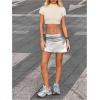 imageSOLY HUX Womens PU Leather High Waisted Skorts Shorts Side Slit Flared Mini Skirt with Built in ShortsPure Silver