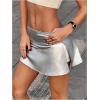 imageSOLY HUX Womens PU Leather High Waisted Skorts Shorts Side Slit Flared Mini Skirt with Built in ShortsPure Silver