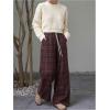 imageSOLY HUX Womens Plaid Checkered Pants Drawstring High Waisted Baggy Wide Leg Trousers with PocketsMulticoloured Plaid