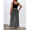 imageSOLY HUX Womens Plus Size Print Belted Jumpsuits Casual Summer Sleeveless Square Neck Wide Leg Tank Romper Long PantsBlack Multi