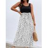 imageSOLY HUX Womens Plus Size Print Belted Jumpsuits Casual Summer Sleeveless Square Neck Wide Leg Tank Romper Long PantsBlack White Multi