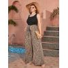 imageSOLY HUX Womens Plus Size Print Belted Jumpsuits Casual Summer Sleeveless Square Neck Wide Leg Tank Romper Long PantsBlack and Beige