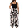 imageSOLY HUX Womens Plus Size Print Belted Jumpsuits Casual Summer Sleeveless Square Neck Wide Leg Tank Romper Long PantsBlack and Bronze