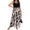 imageSOLY HUX Womens Plus Size Print Belted Jumpsuits Casual Summer Sleeveless Square Neck Wide Leg Tank Romper Long PantsBlack and Bronze