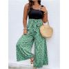 imageSOLY HUX Womens Plus Size Print Belted Jumpsuits Casual Summer Sleeveless Square Neck Wide Leg Tank Romper Long PantsBlack and Green
