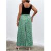 imageSOLY HUX Womens Plus Size Print Belted Jumpsuits Casual Summer Sleeveless Square Neck Wide Leg Tank Romper Long PantsBlack and Green