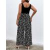 imageSOLY HUX Womens Plus Size Print Belted Jumpsuits Casual Summer Sleeveless Square Neck Wide Leg Tank Romper Long PantsBlack and White