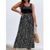 imageSOLY HUX Womens Plus Size Print Belted Jumpsuits Casual Summer Sleeveless Square Neck Wide Leg Tank Romper Long PantsBlack and White