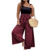 imageSOLY HUX Womens Plus Size Print Belted Jumpsuits Casual Summer Sleeveless Square Neck Wide Leg Tank Romper Long PantsHot Pink and Black