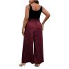 imageSOLY HUX Womens Plus Size Print Belted Jumpsuits Casual Summer Sleeveless Square Neck Wide Leg Tank Romper Long PantsHot Pink and Black