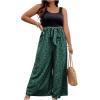 imageSOLY HUX Womens Plus Size Print Belted Jumpsuits Casual Summer Sleeveless Square Neck Wide Leg Tank Romper Long PantsMint Green and Black
