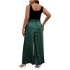 imageSOLY HUX Womens Plus Size Print Belted Jumpsuits Casual Summer Sleeveless Square Neck Wide Leg Tank Romper Long PantsMint Green and Black