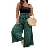 imageSOLY HUX Womens Plus Size Print Belted Jumpsuits Casual Summer Sleeveless Square Neck Wide Leg Tank Romper Long PantsMint Green and Black