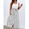 imageSOLY HUX Womens Plus Size Print Belted Jumpsuits Casual Summer Sleeveless Square Neck Wide Leg Tank Romper Long PantsWhite Multi