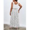 imageSOLY HUX Womens Plus Size Print Belted Jumpsuits Casual Summer Sleeveless Square Neck Wide Leg Tank Romper Long PantsWhite Multi
